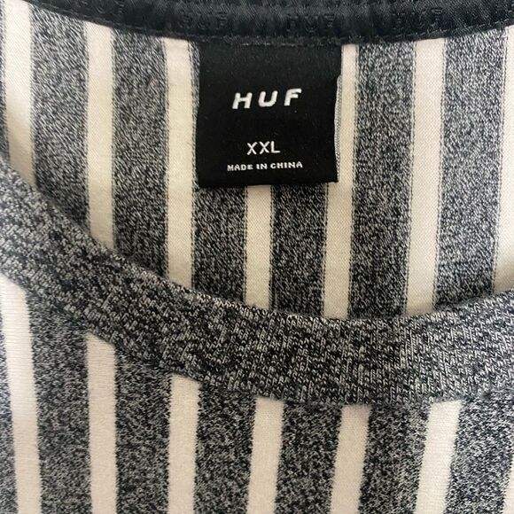 HUF Men’s Gray and White Striped T -Shirt Size XL - Picture 2 of 5